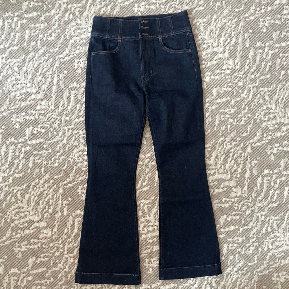 Veronica Beard 3 Button Navy Flare Jeans